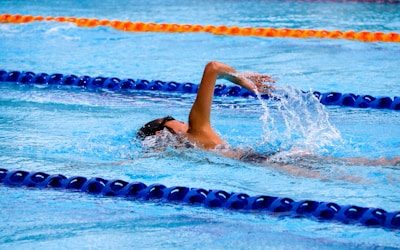 Competitive swimmer racing in lane